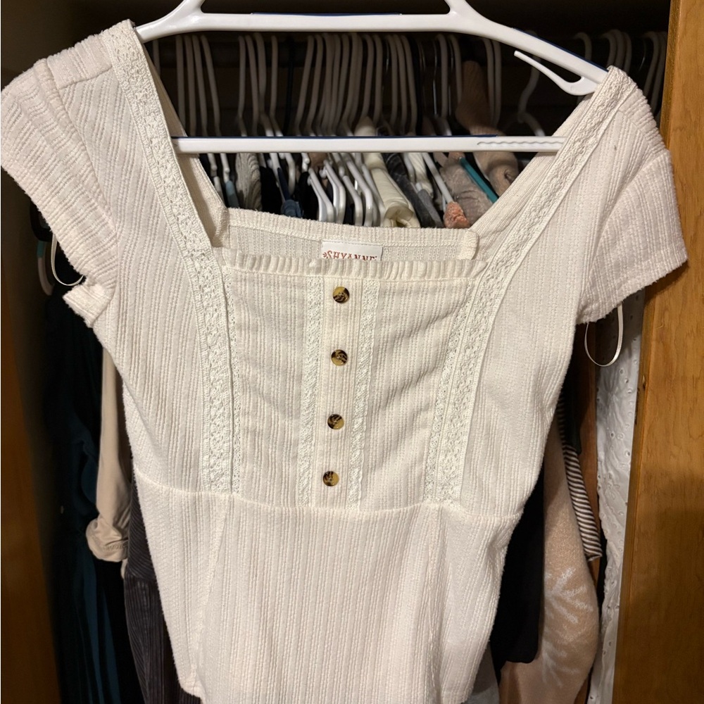Shyanne Ivory Button-Front Blouse